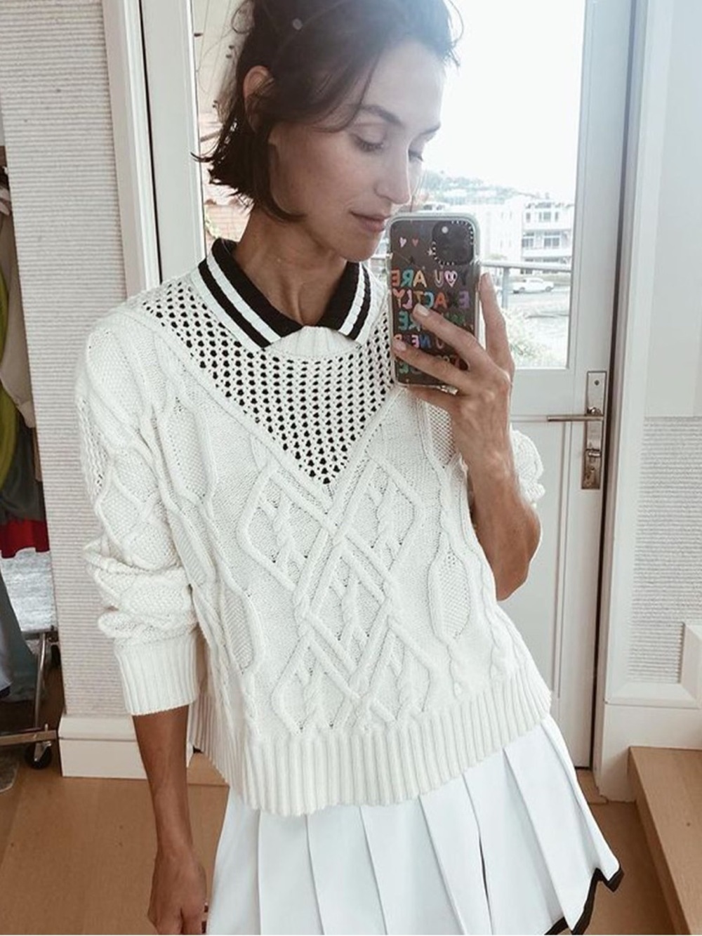 Dannijo Pearled Ivory Cable Knit Sweater SzXS